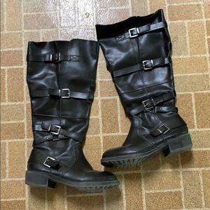 Plus size Multi Strapped Tall Boots (Wide Calf)